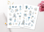 Preview: Hochzeit Blau Sticker Set